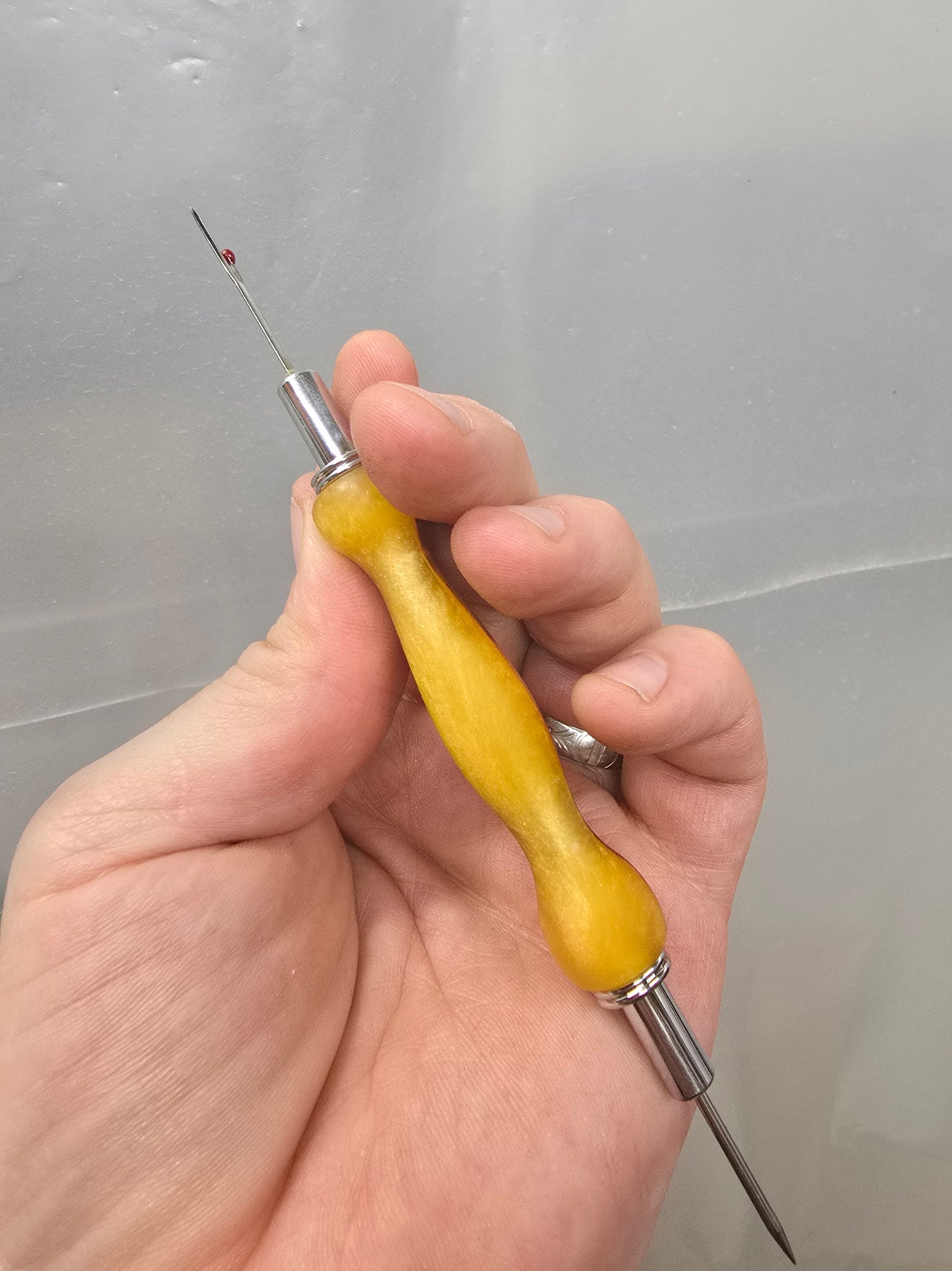 Applewood + yellow sewing seam ripper stiletto Combo tool