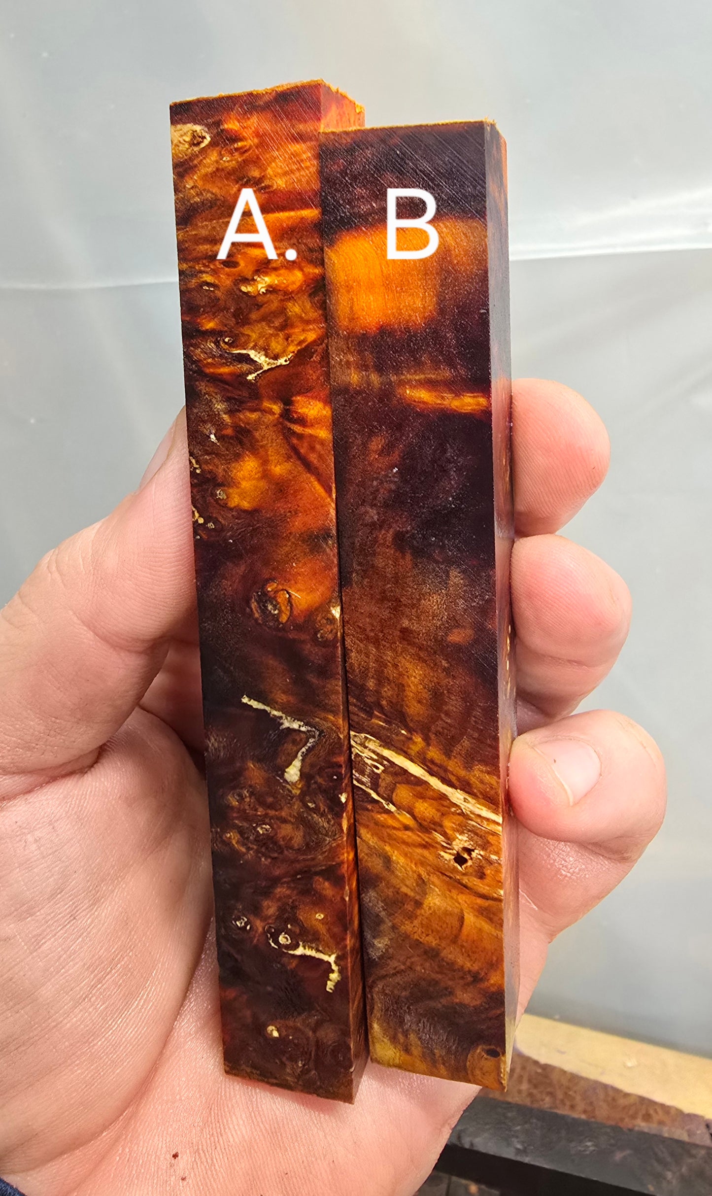Box elder burl stabilized and Double Dyed