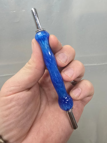 Shimmering blue sewing seam ripper and stiletto combo tool