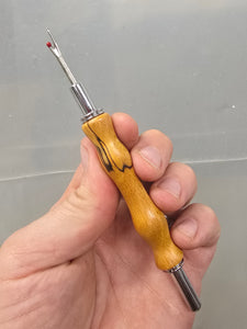 Spalted Maple sewing seam ripper and stiletto combo tool