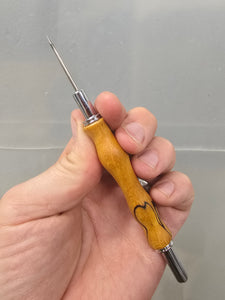 Spalted Maple sewing seam ripper and stiletto combo tool